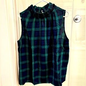 Talbots Black Watch sleeveless blouse